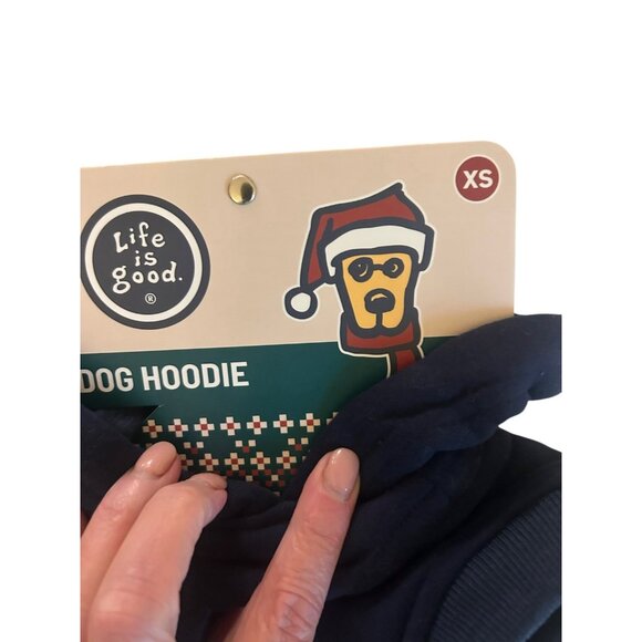 LIFE IS GOOD Dog,Pet Hoodie Sweatshirt Navy Blue Holiday Holly Jolly Sz XS NWT - Picture 4 of 5